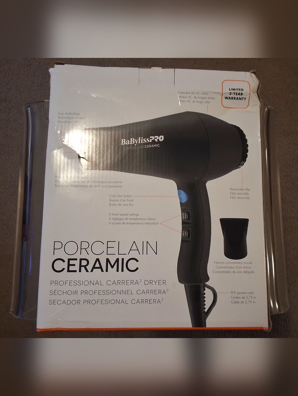 BaByliss PRO Porcelain Ceramic Professional Hair Dryer Professional Dryer NIB